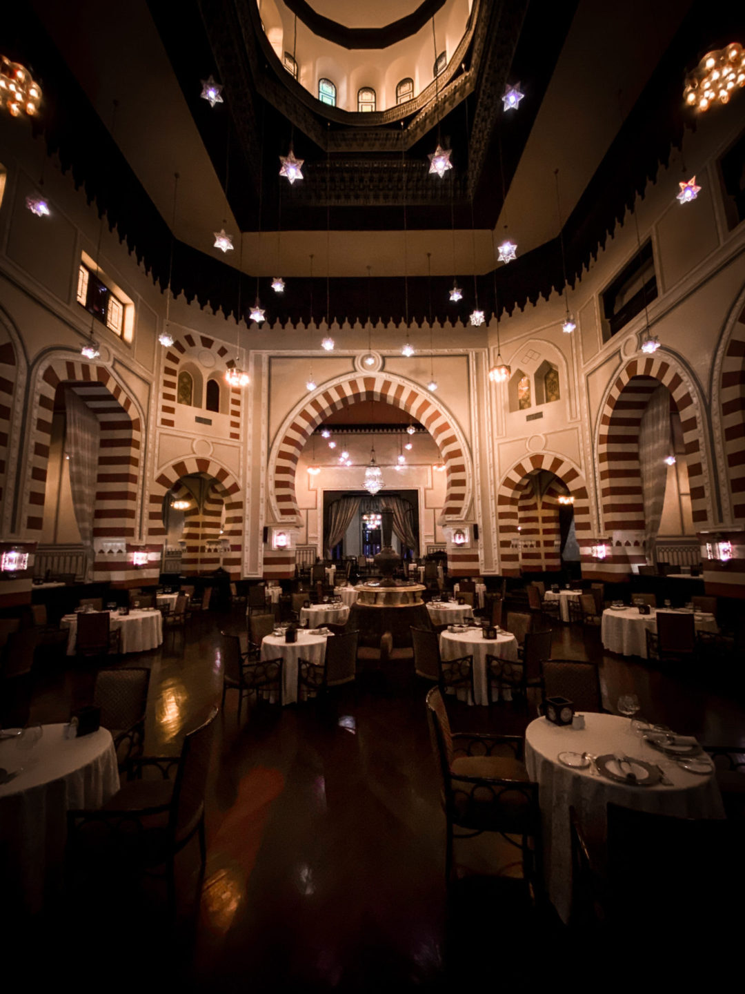 Death on the Nile Travel Guide: The historic dining room inside the 1902 Restaurant in the Sofitel Legend Old Cataract in Aswan, Egypt