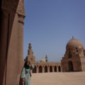 Solo Female Traveler at the Mosque of Ibn Tulun in Cairo, Egypt