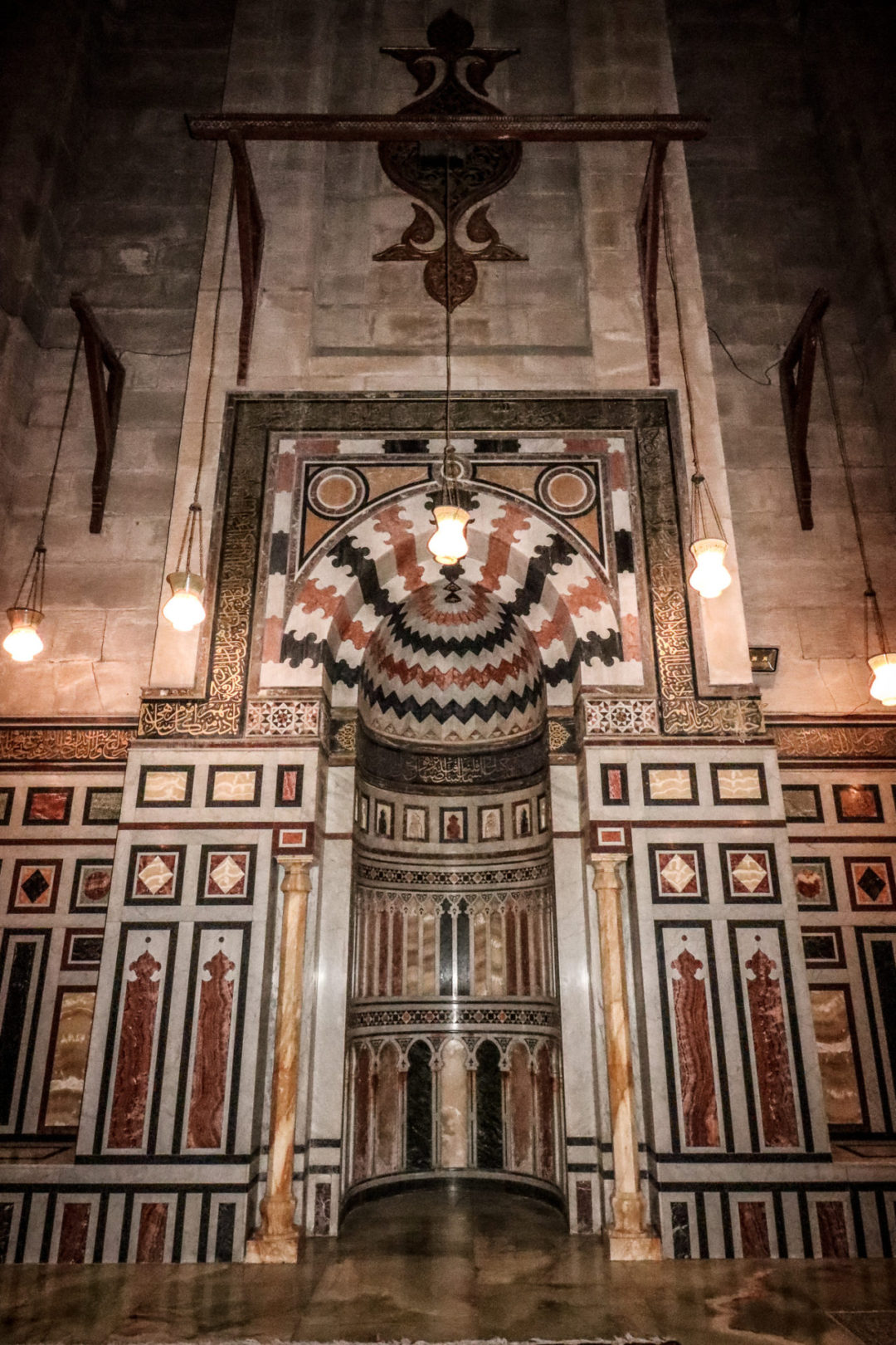 Intricate marble walls inside the Al-Rifa'i Cairo Mosque