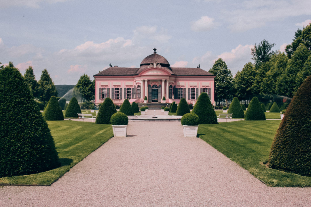 Pink Cafe and Gardens at Melk Abbey, Austria