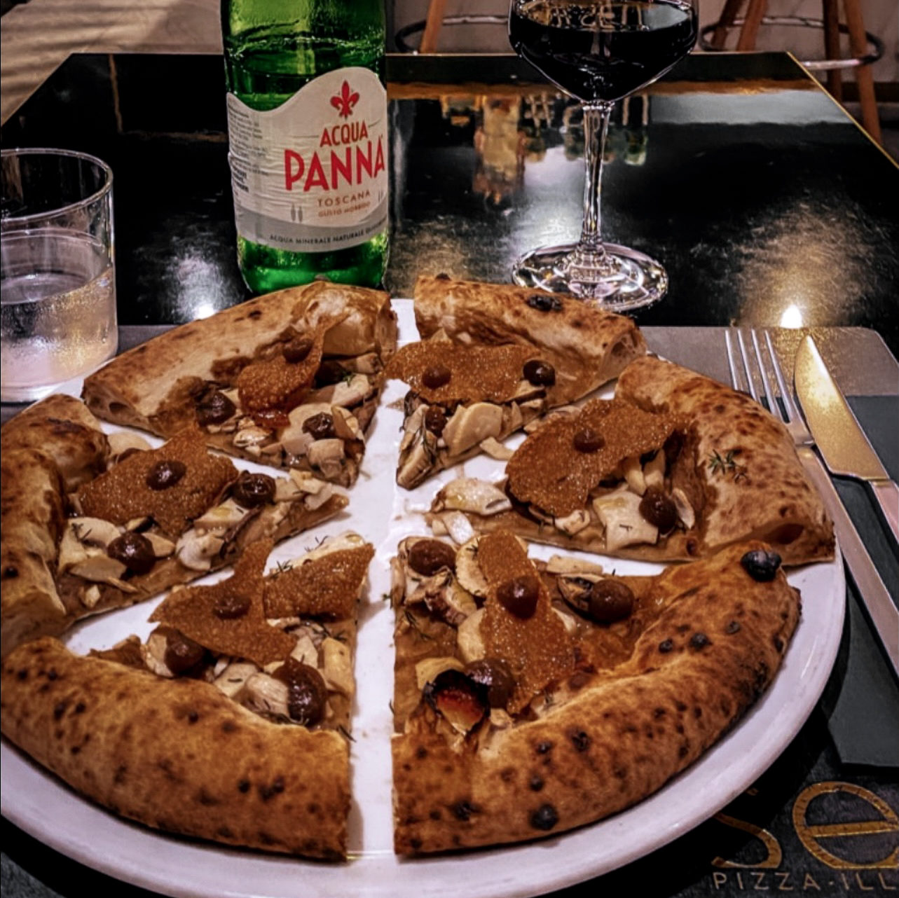 Best Dairy-Free Pizza and Red Wine in Rome at restaurant, Seu Pizza Illuminati