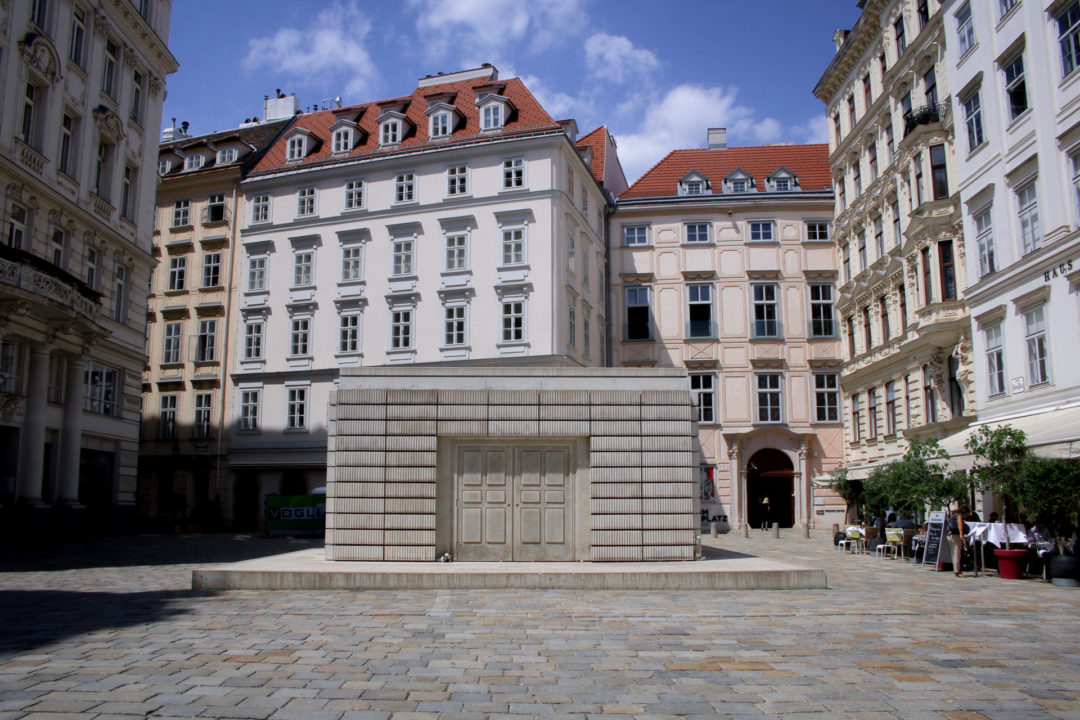 Vienna Travel Guide: The Schoa Holocaust Memorial sits in the center of the calm Judenplatz Square in Vienna, Austria