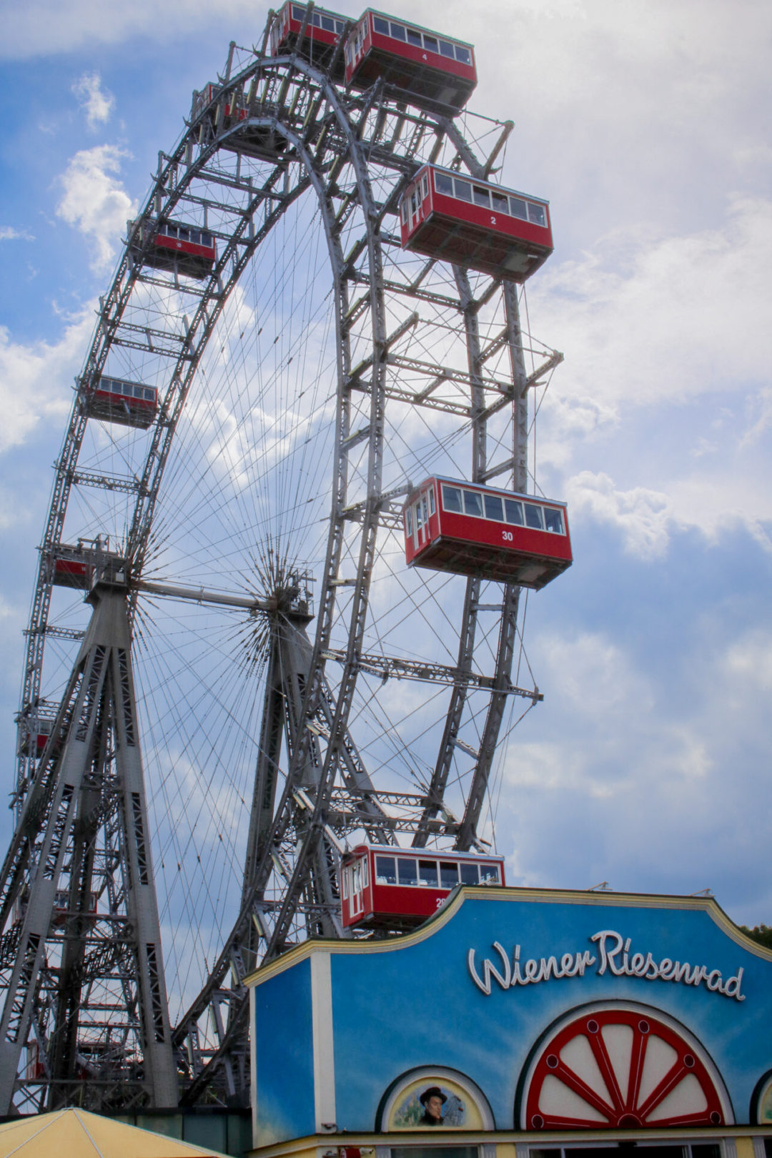 Vienna Travel Guide: Wiener Riesenrad, Vienna's old ferris wheel, stands working today in Prater Amusement Park