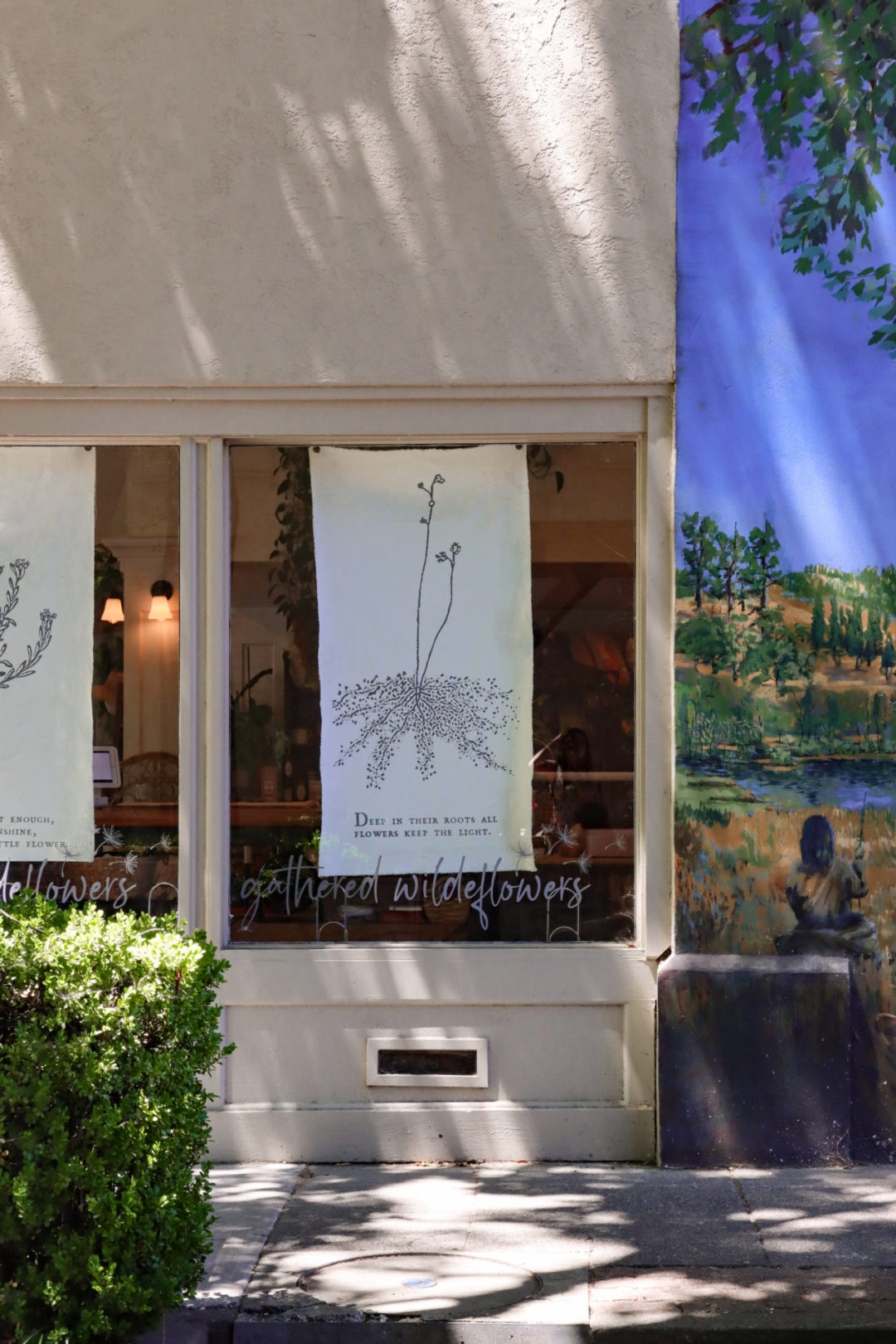 Healdsburg Travel Guide: The gathered wildeflowers storefront building near Healdsburg's downtown plaza.