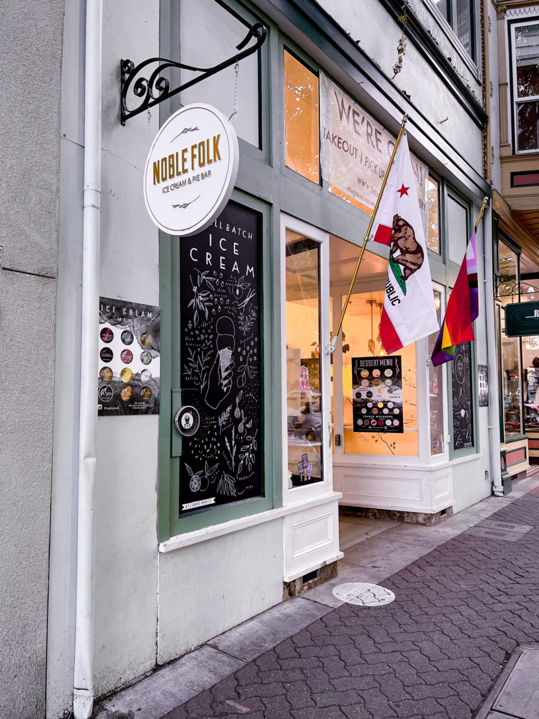 The Noble Folk Ice Cream and Pie Bar storefront in Healdsburg, California