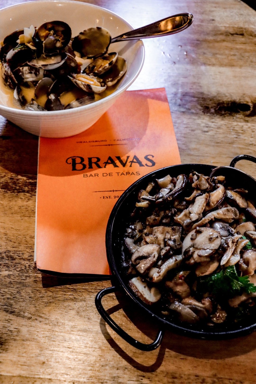 Healdsburg Travel Guide: Mushrooms and Clams Tapas from downtown's Bravas Bar De Tapas Restaurant