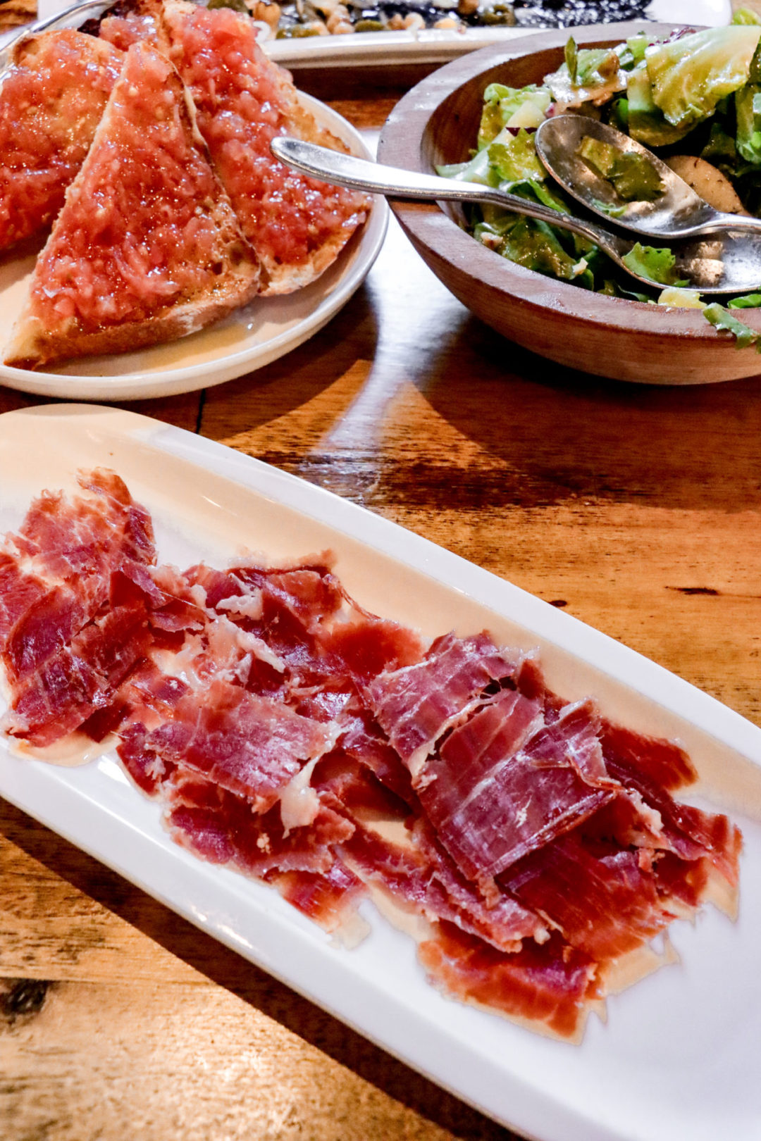 Healdsburg Travel Guide: Fermin Jamón Ibérico, Escarole Salad and Tomato Toast from Bravas Bar de Tapas