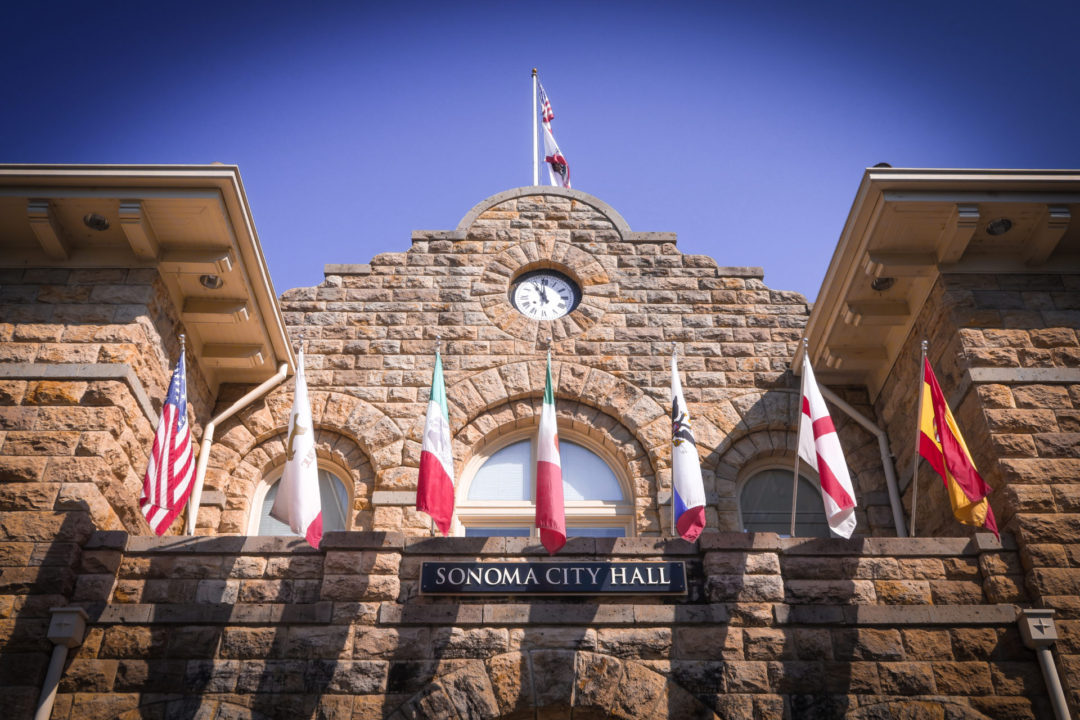 Sonoma City Hall under a clear blue sky