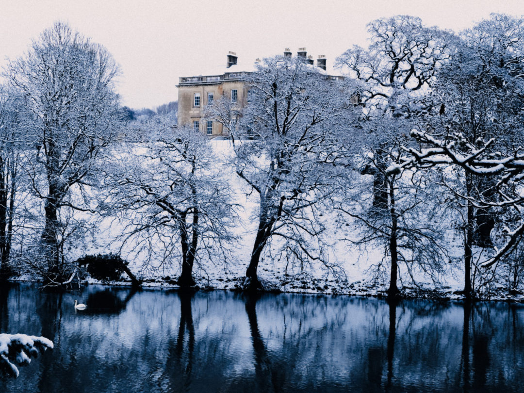Bath, England under snowfall