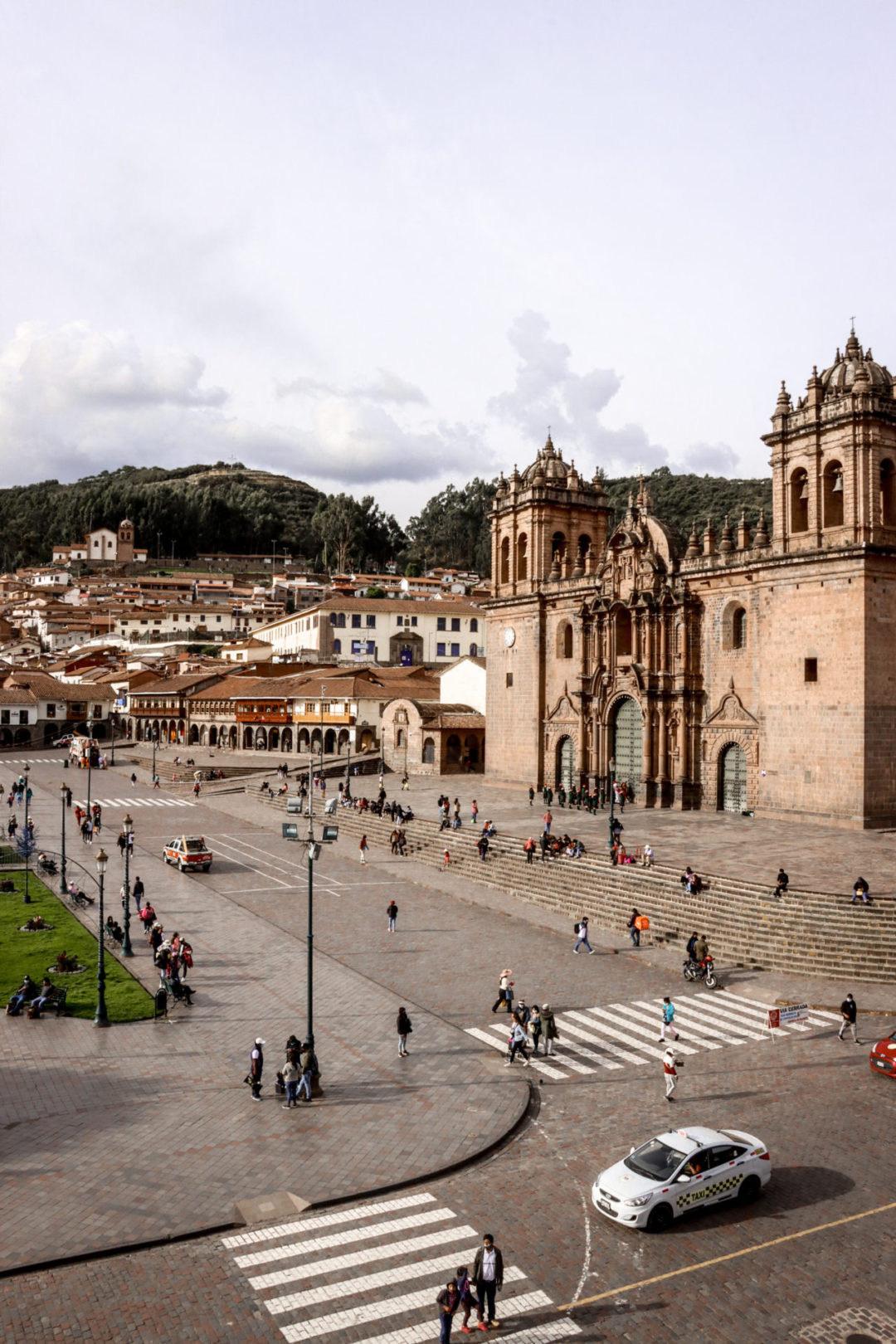 An aerial view of Plaza De Armas in Cusco, Peru
