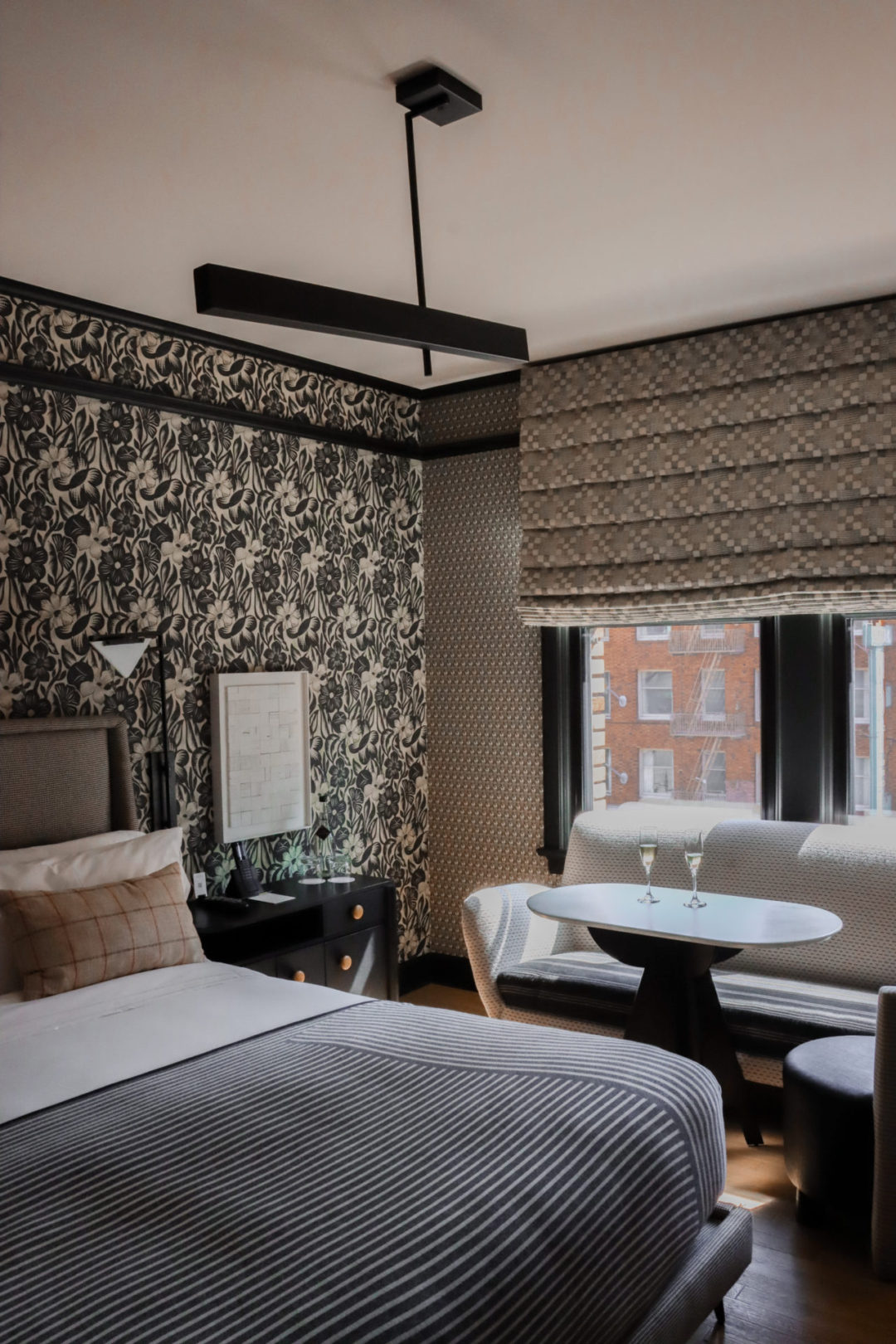 A Premier King Room with a view inside the San Francisco Proper Hotel