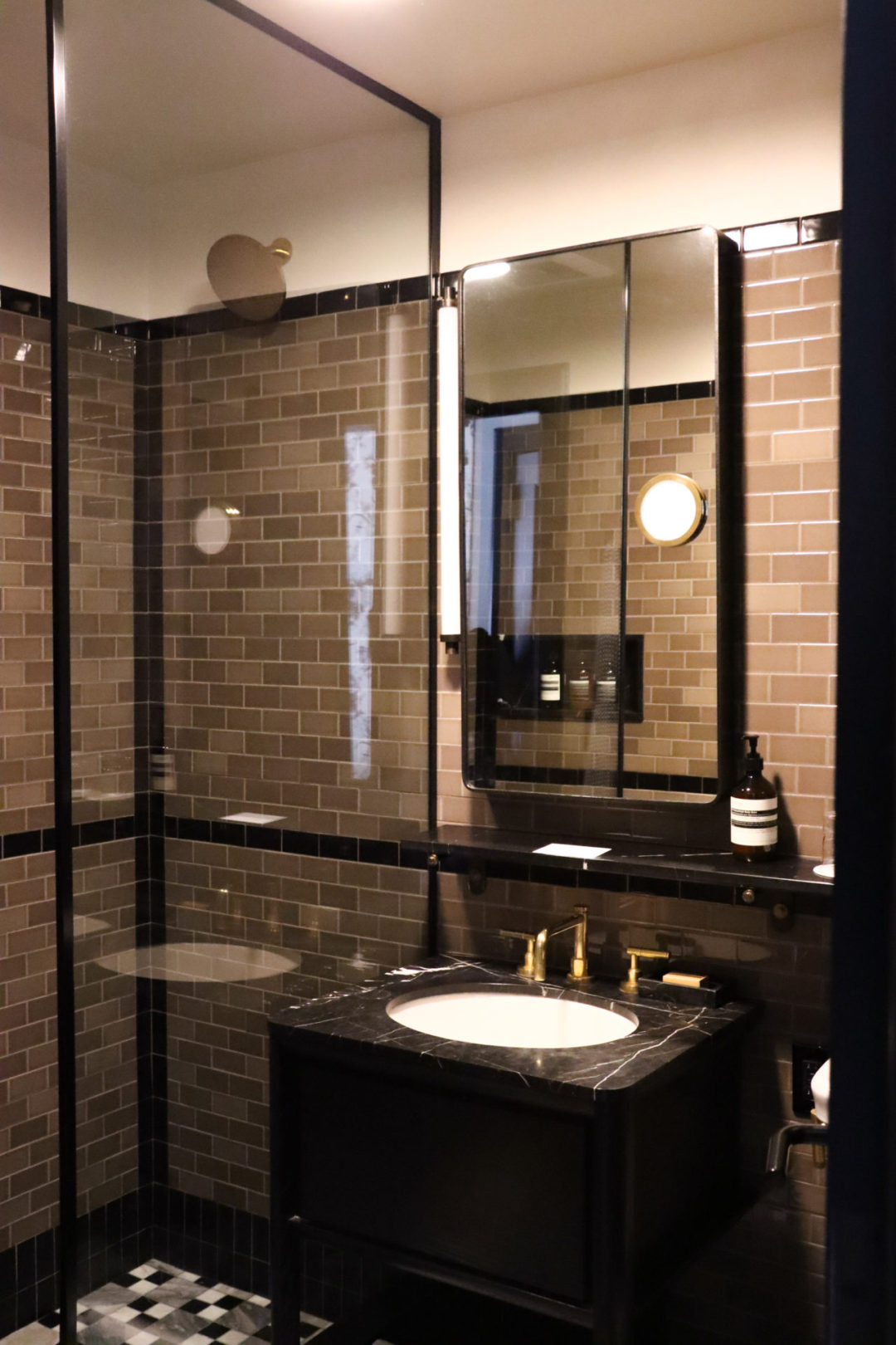 An in-room bathroom at the San Francisco Proper Hotel located in the City's Mid-Market neighborhood