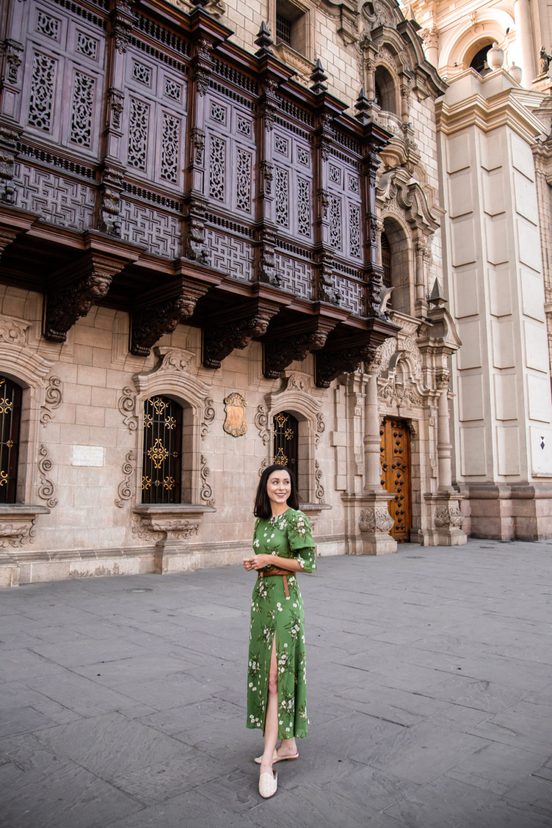 Travel Blogger Jordan Gassner standing in front of Lima's Parroquia El Sagrario