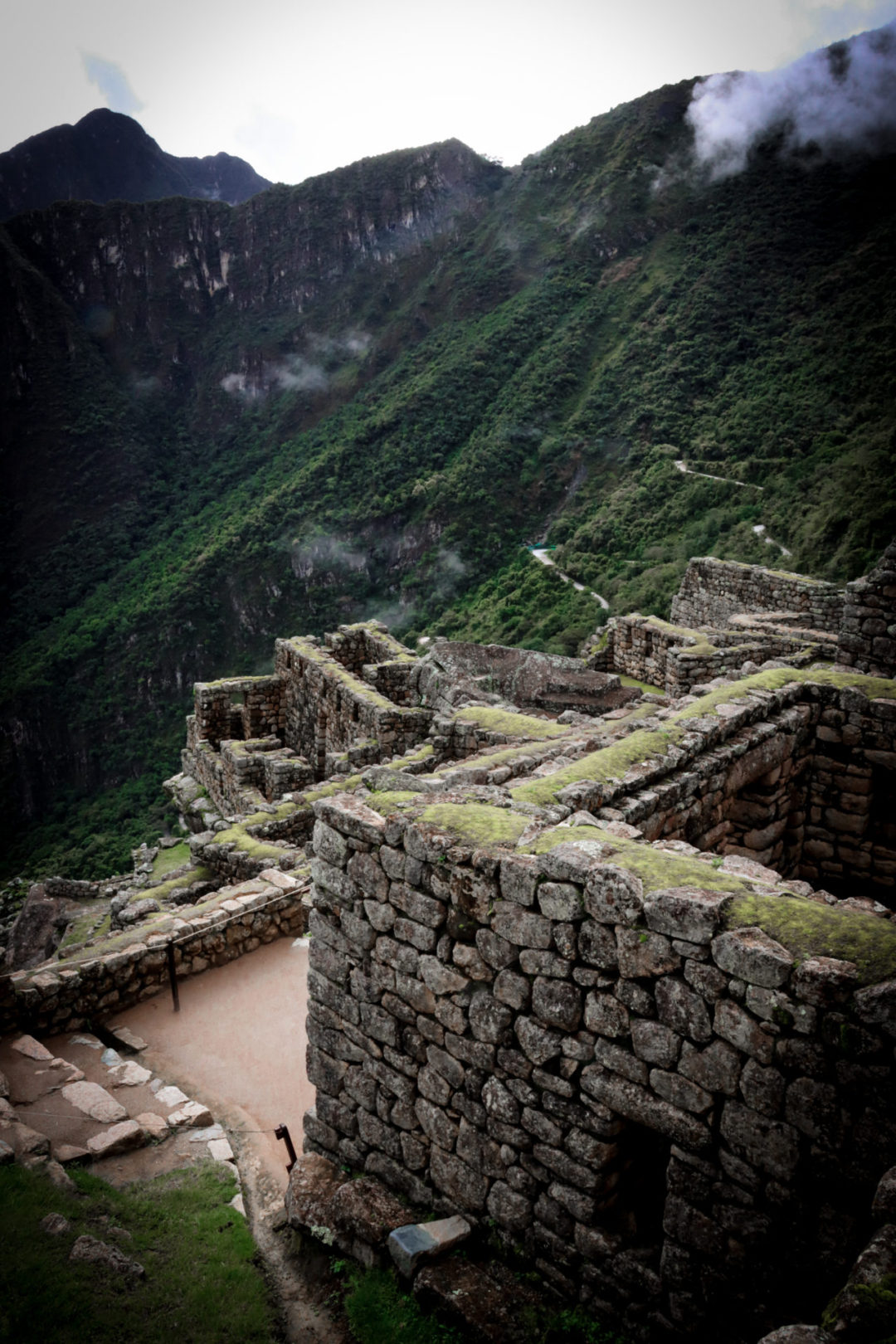 One of the views of Machu Picchu carved on the side of the mountain from inside the city