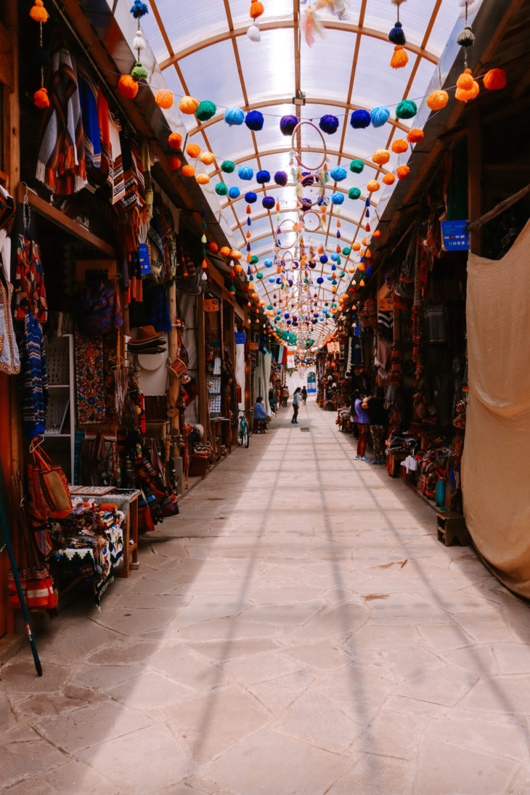 One of the rows of shops inside Peru's famous Pisac Market