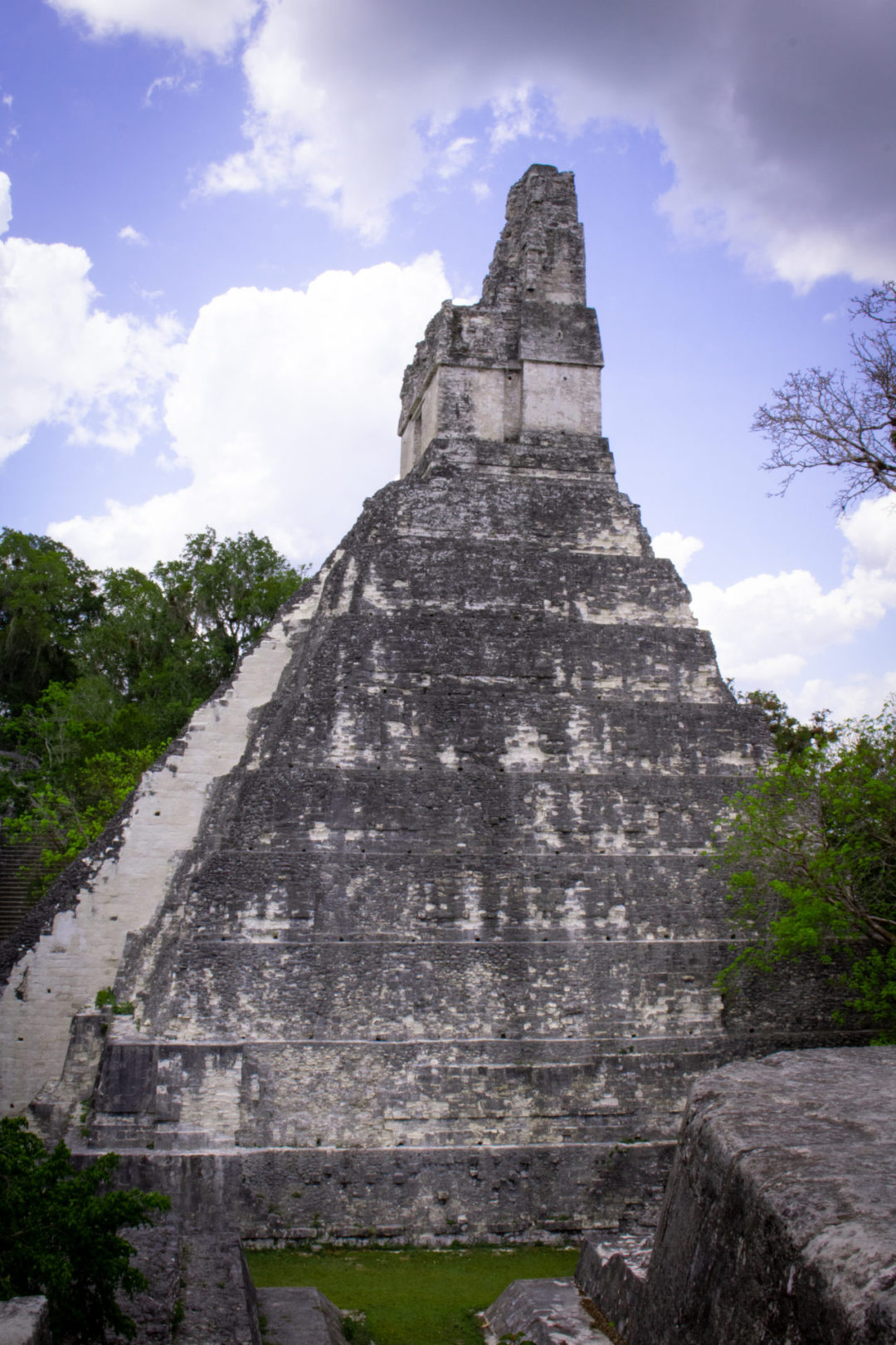 A profile view of Templo IV in Tikal National Park