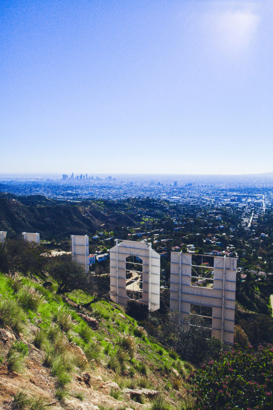 Photograph The Hollywood Sign: A view of the back of the H, O and L of the Hollywood Sign overlooking Los Angeles, California, USA