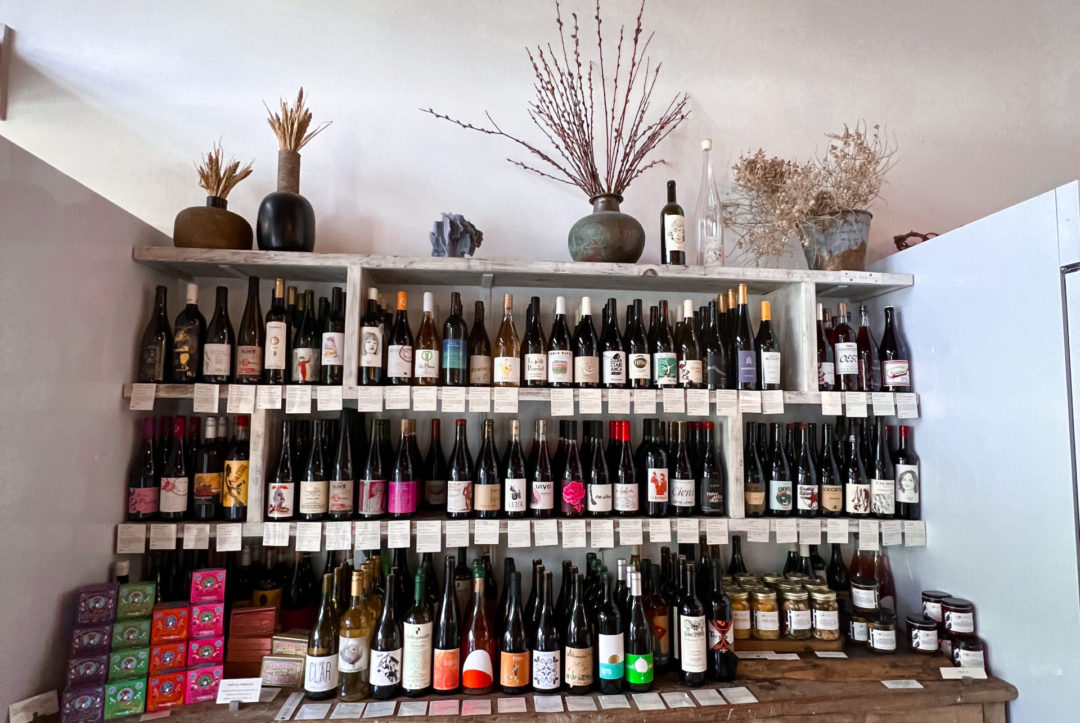 The natural wine bottle shop at Botanica Restaurant in LA's Silverlake neighborhood