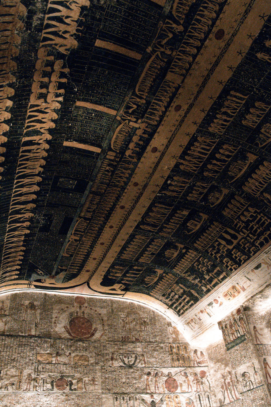 Astronomical texts on the ceiling of the burial chamber inside Tomb KV9 in Egypt's Valley of the Kings