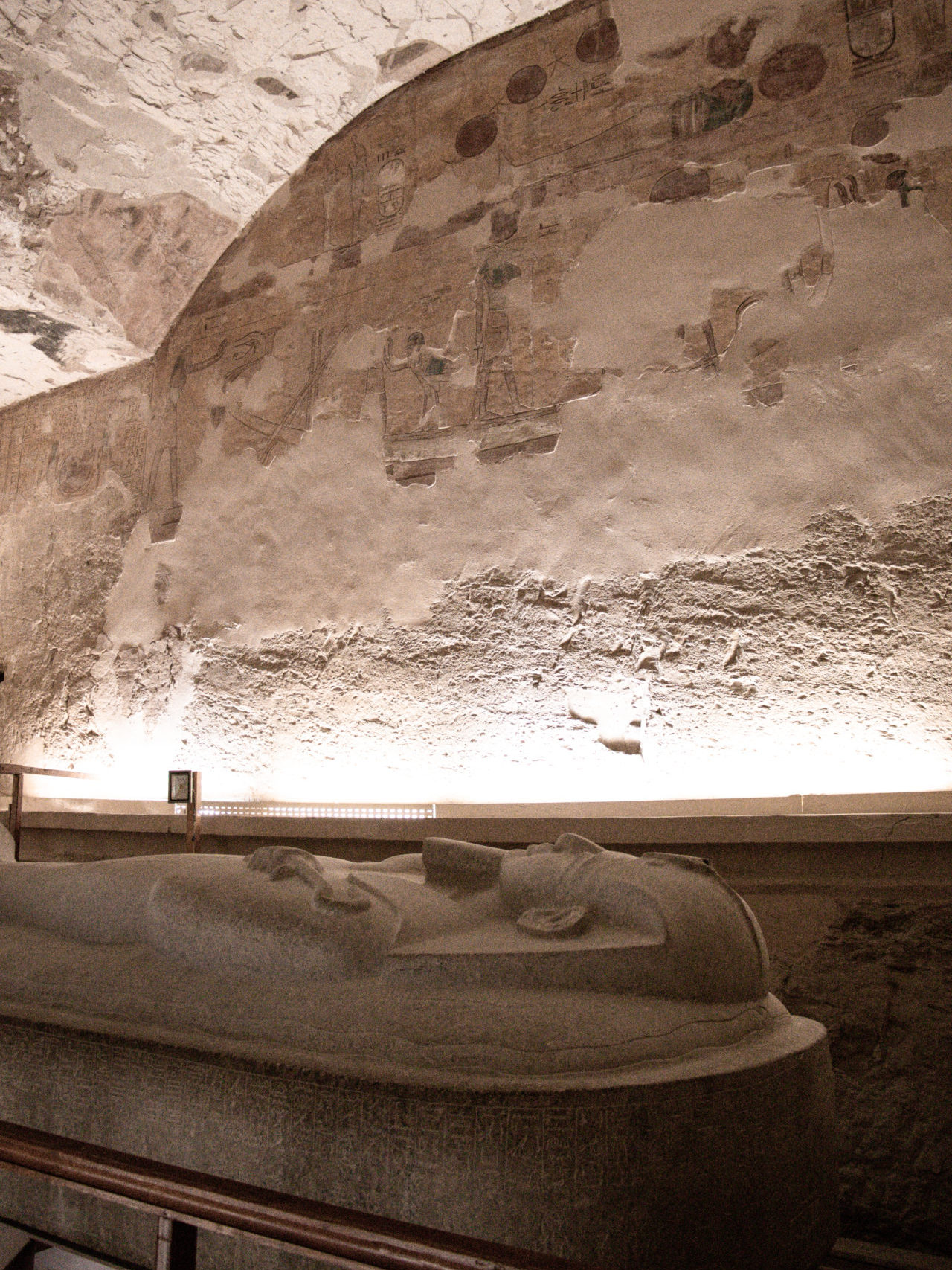 The smaller sarcophagus inside the Tomb of Merenptah in Luxor, Egypt
