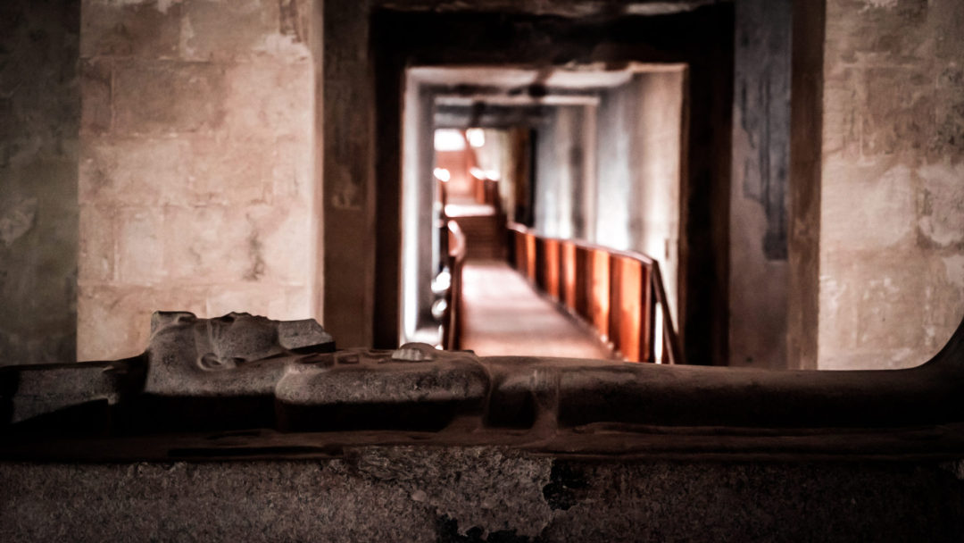 A sarcophagus inside the Valley of the Kings in Luxor, Egypt