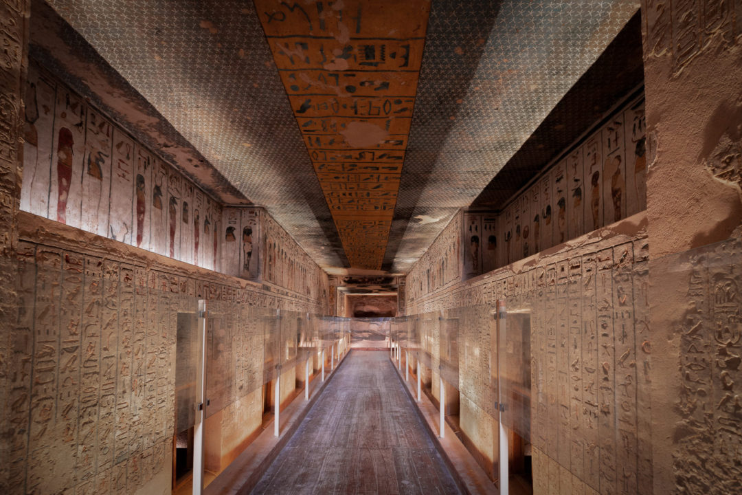 A passage inside the Tomb of the Ancient Egyptian Pharaoh Ramses III in the Valley of Kings in Luxor, Egypt