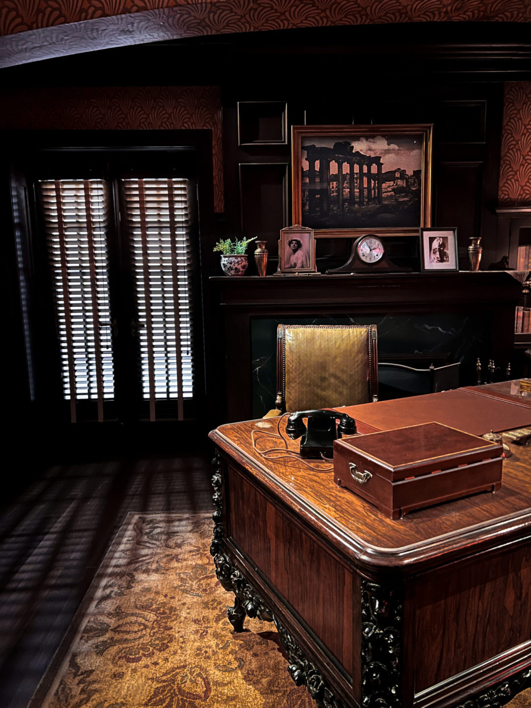 The set furniture from The Godfather, as seen from inside the Academy Museum of Motion Pictures in Los Angeles, California