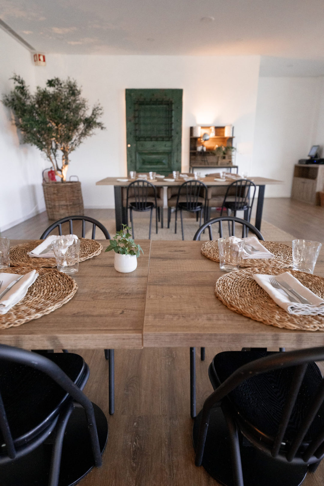 A table set for dinner inside O Comendador Restaurant in Lamego Hotel & Life in the Douro Valley, Portugal