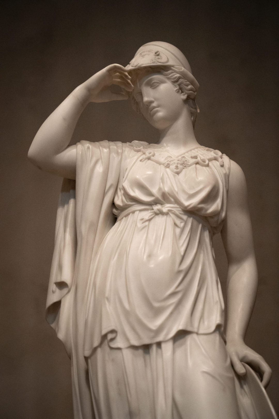 "Minerva" (1775) a marble statue by English sculptor, Joseph Nollekens inside The Getty Center in Los Angeles