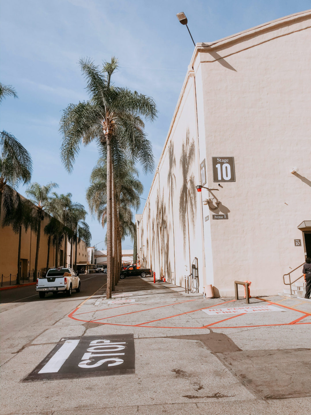 A traffic intersection near Stage 10 on the Warner Bros. backlot