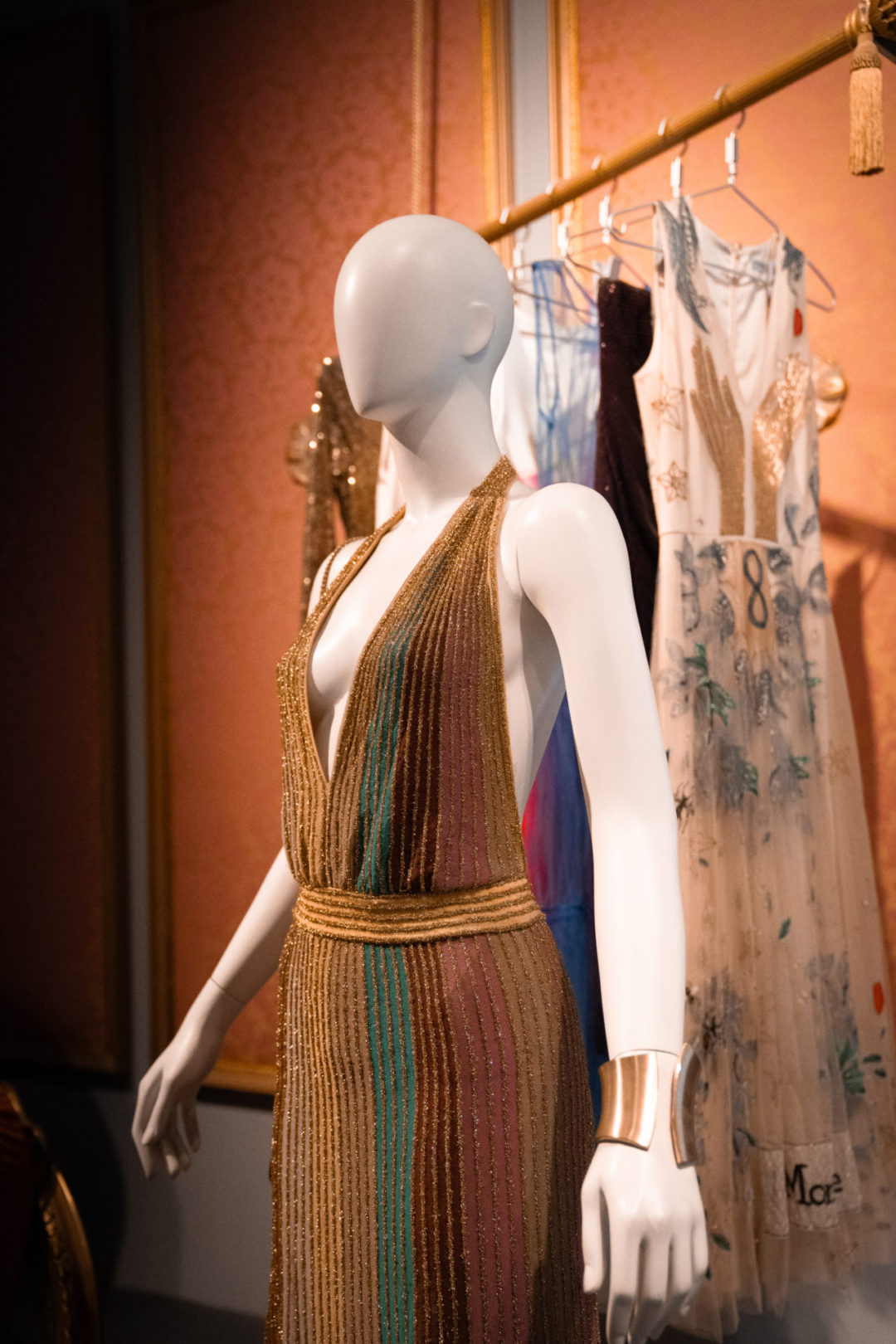 One of Constance Wu's dresses from Crazy Rich Asians (2018) on display on the Warner Bros. backlot