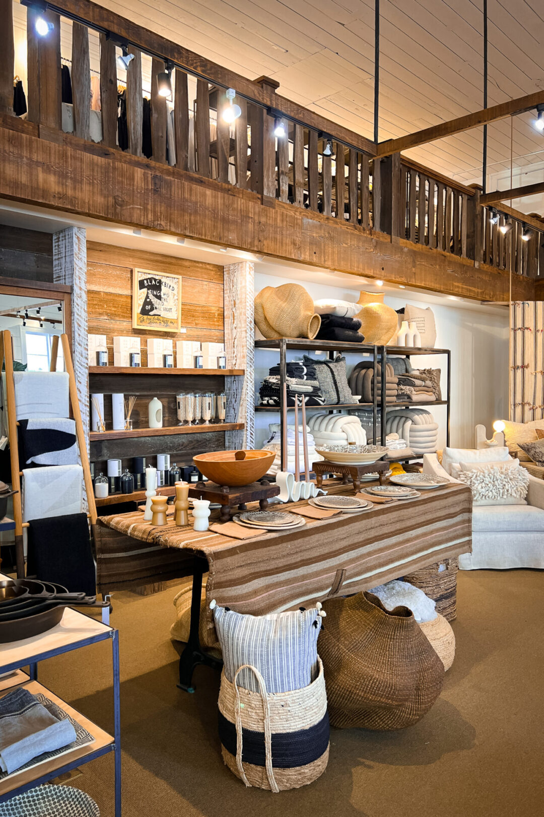 A home goods display inside The Study Club boutique in Mendocino, California