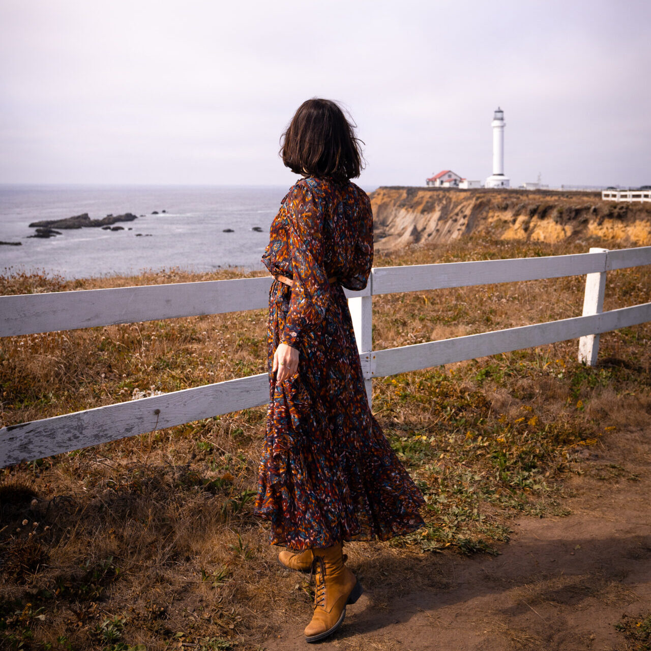 Travel Blogger Jordan Gassner looking toward Point Arena Lighthouse in Northern California