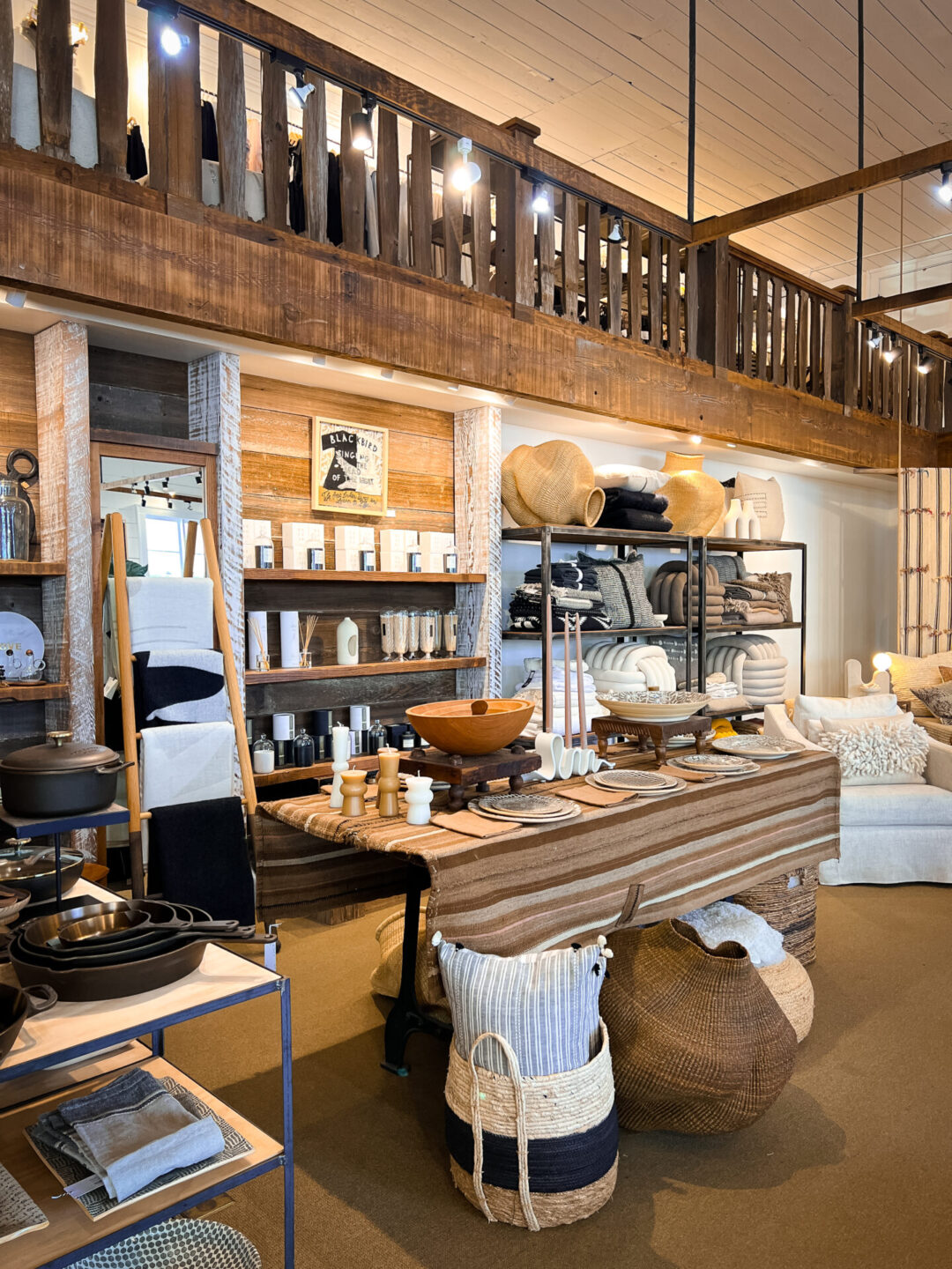 A home goods section of The Study Club boutique in Mendocino, California