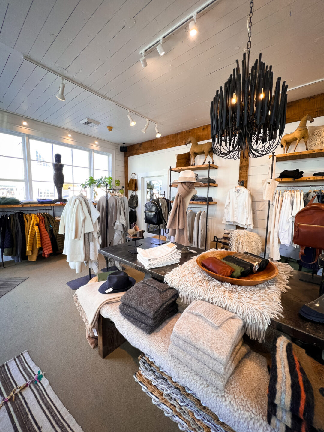 My Second Day in Mendocino: A clothing display inside The Study Club boutique in Mendocino, California