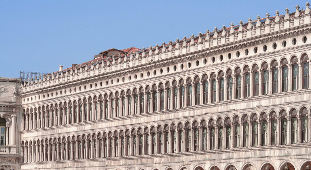 The exterior of Museo Correr from Piazza San Marco in Venice, Italy