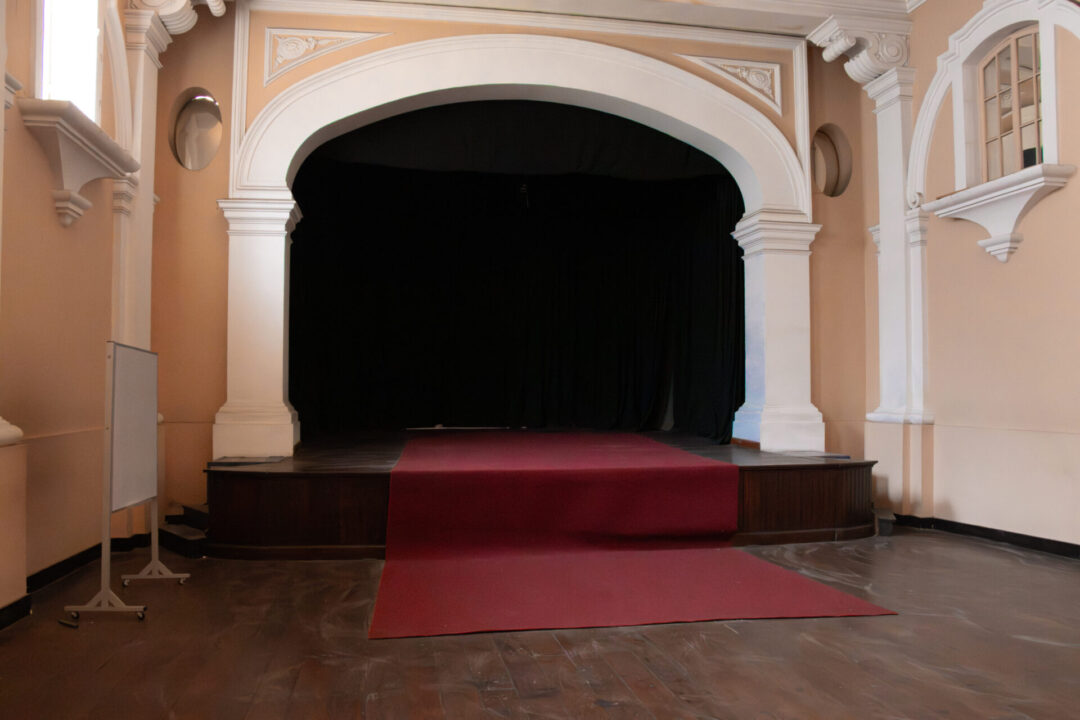 The interior theater stage at Casa de Larriva in Lima, Peru