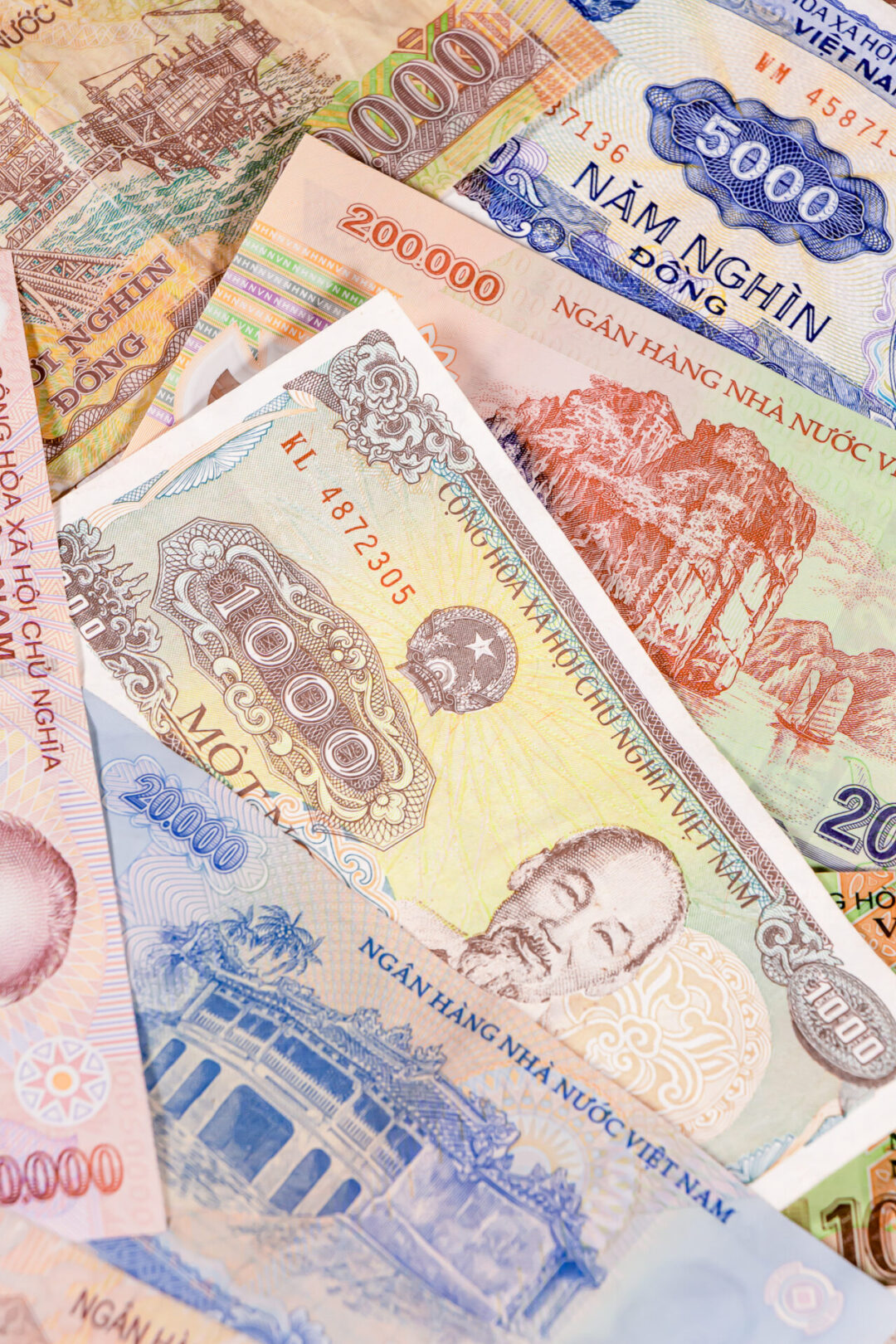 A pile of Vietnamese dong