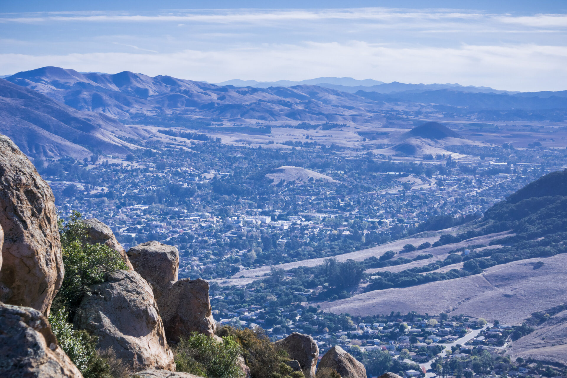 View of San Luis Obispo town from the trail to Bishop Peak in Central California