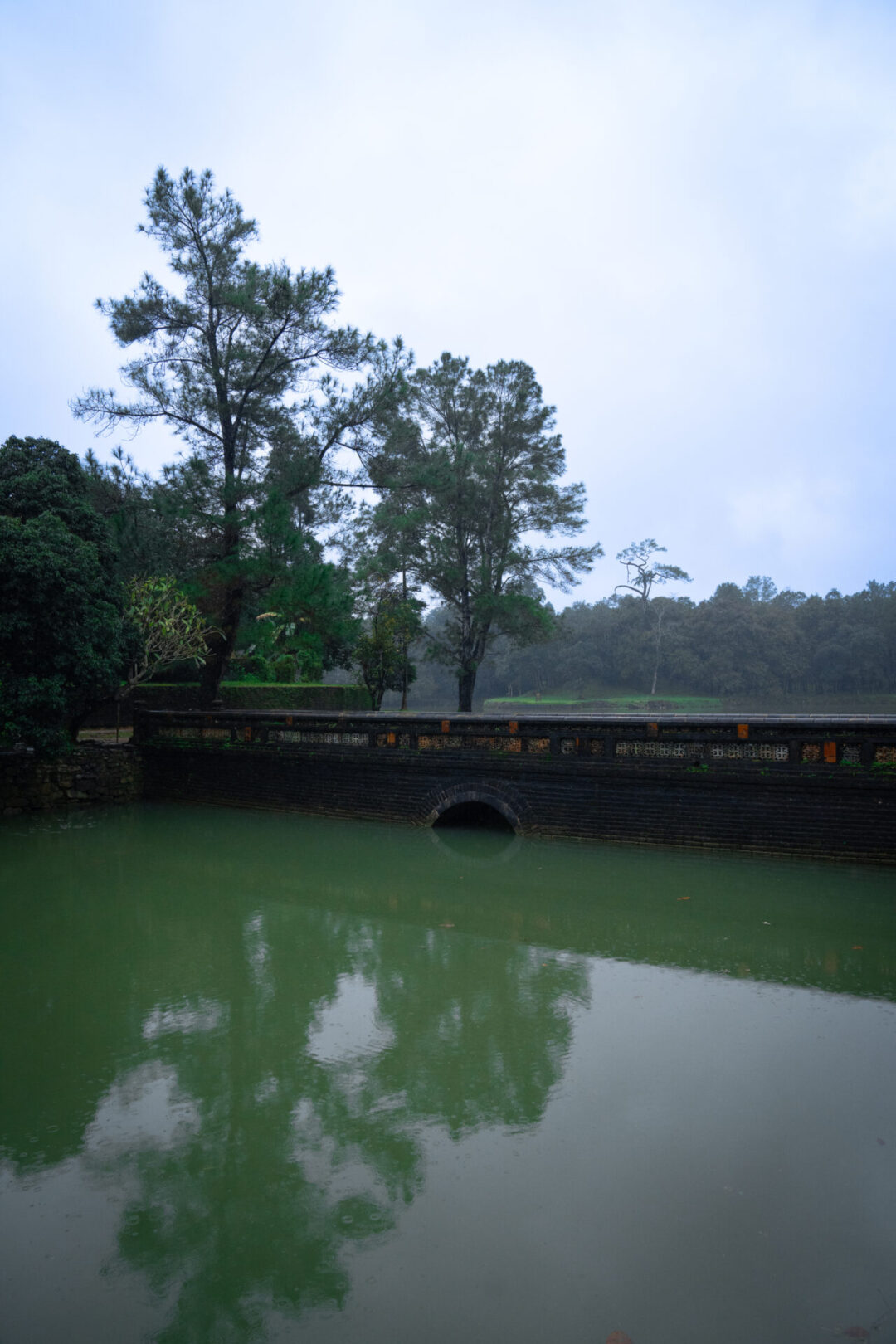 A green lake at the Tomb of Minh Mang in Hue, Vietnam