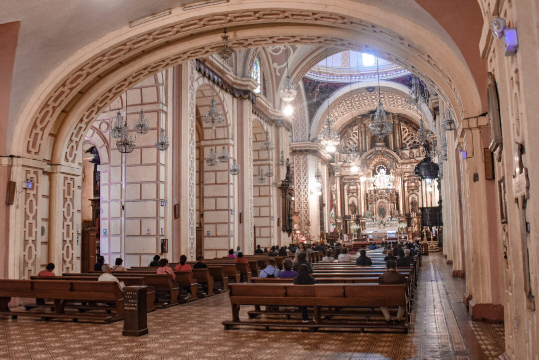 The interior of Iglesia de la Merced in Lima, Peru