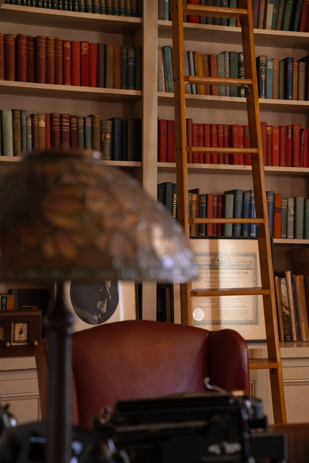 Home Tours in Los Angeles: A vintage collection of books inside the study at the Fenyes Mansion in Pasadena, California