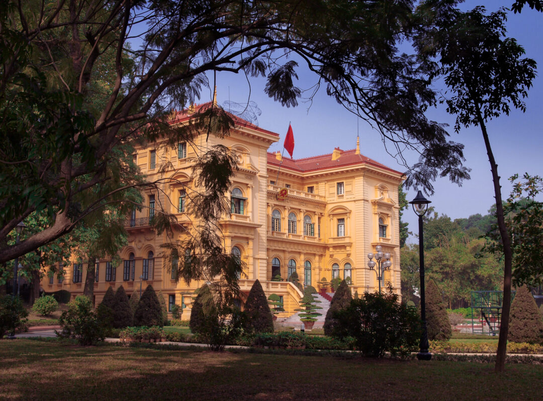 Hanoi's Presidential Palace, an example of French Colonial architecture with Italian Renaissance design in Vietnam