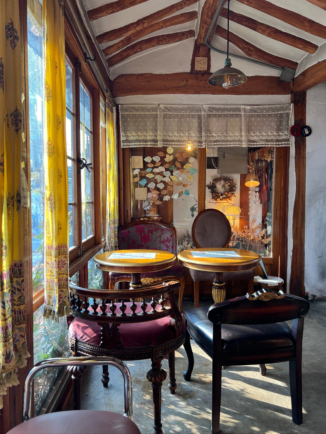 The famous seating location from the K-drama film, Goblin, inside Whitebirch Story Tea House in Seoul, South Korea