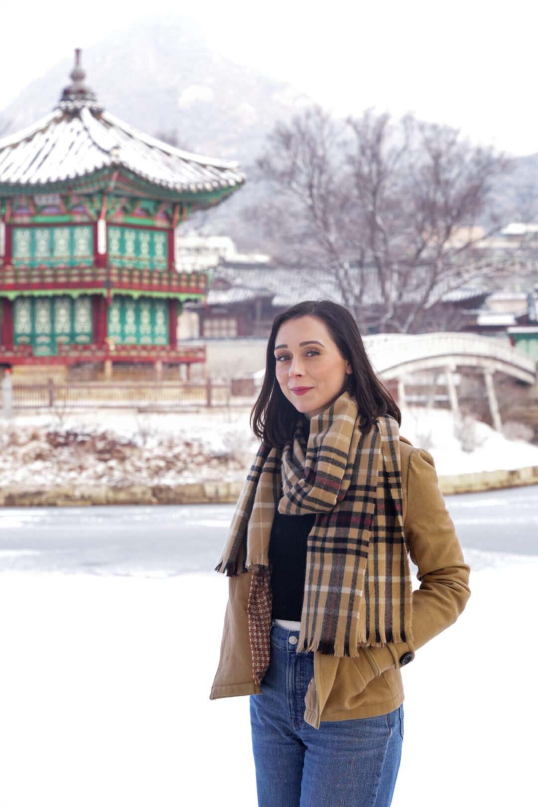 10 Best Solo Travel Countries For First-Timers: Travel Blogger Jordan Gassner smiling in front of a shrine at Gyeongbokgung Palace in Seoul, South Korea