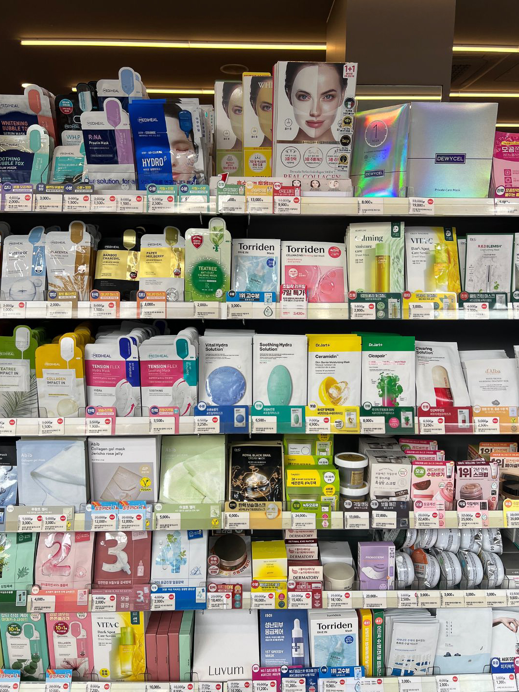 A display of skin care masks inside K-beauty store, Olive Young in Seoul, South Korea