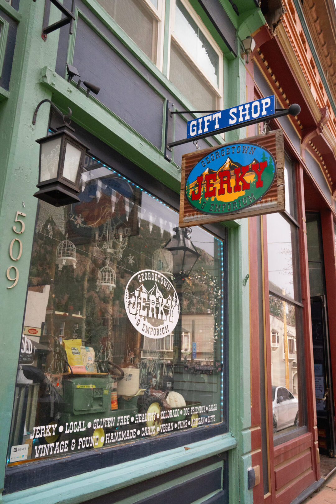 The Georgetown Jerky & Emporium storefront in Georgetown, Colorado