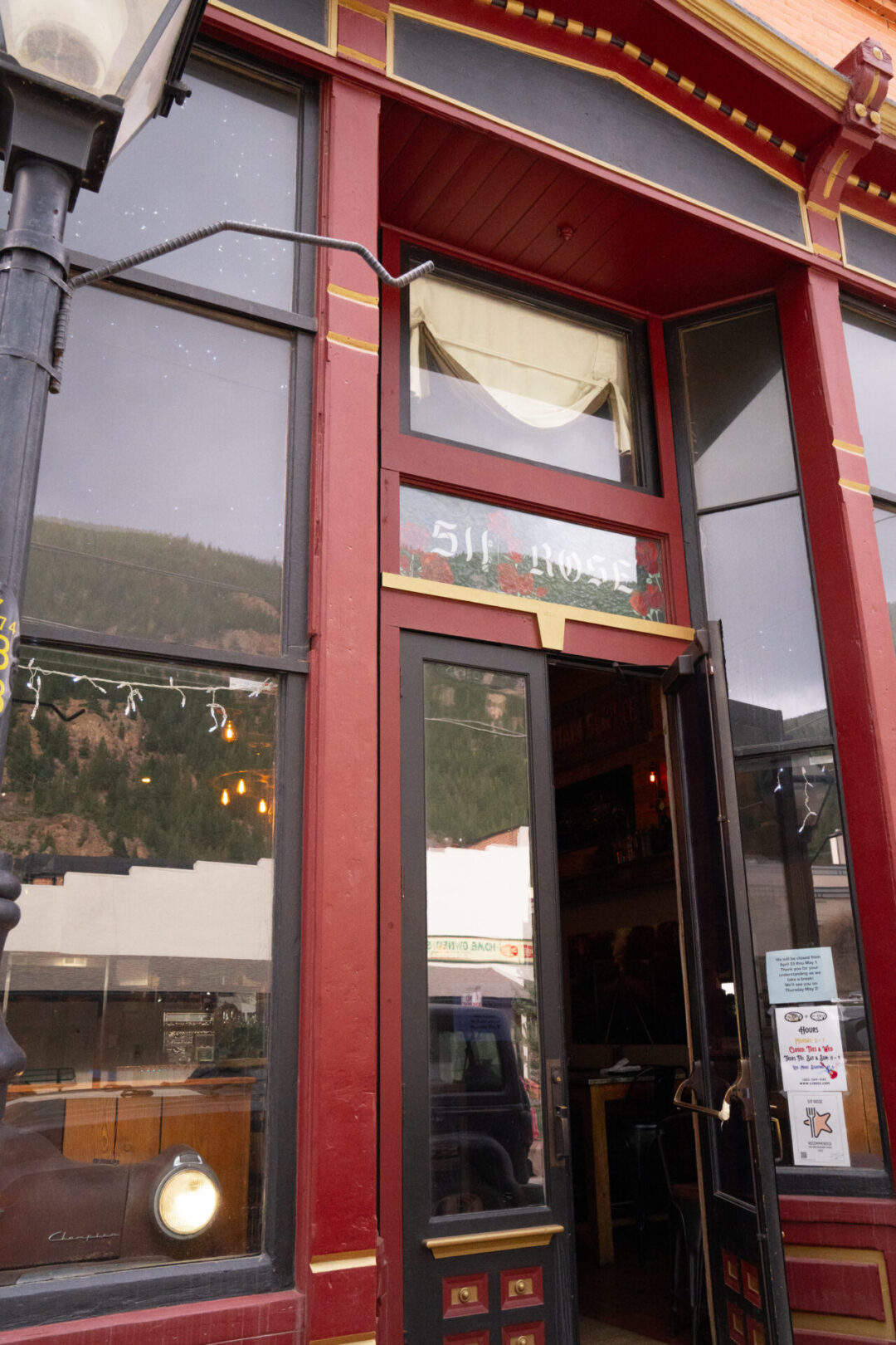 Georgetown Colorado Travel: The 511 Rose restaurant storefront in Georgetown, Colorado