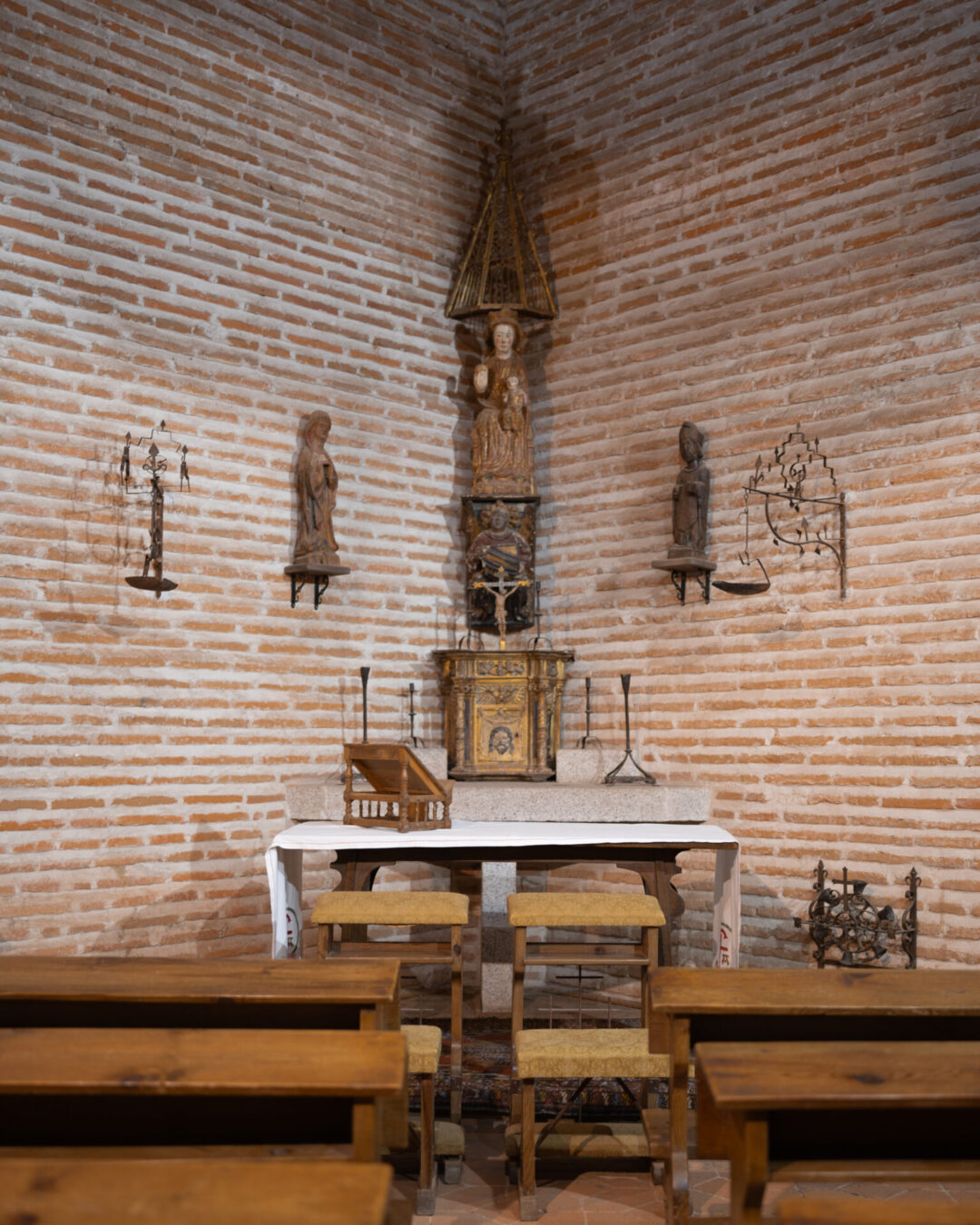 A chapel inside the medieval Castillo de Coca on a warm autumn day in Spain