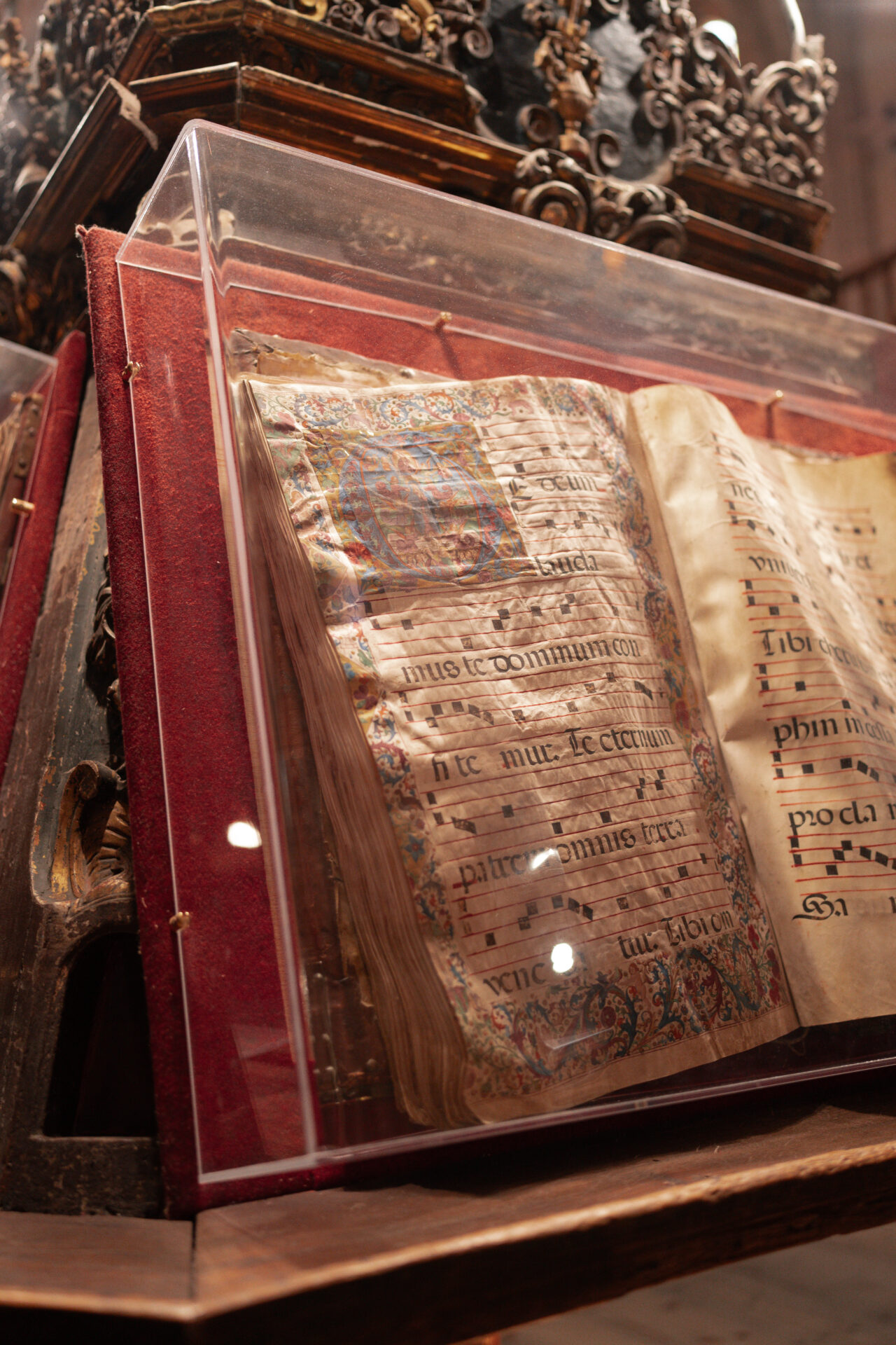 A medieval choir book inside the Segovia Cathedral in Spain